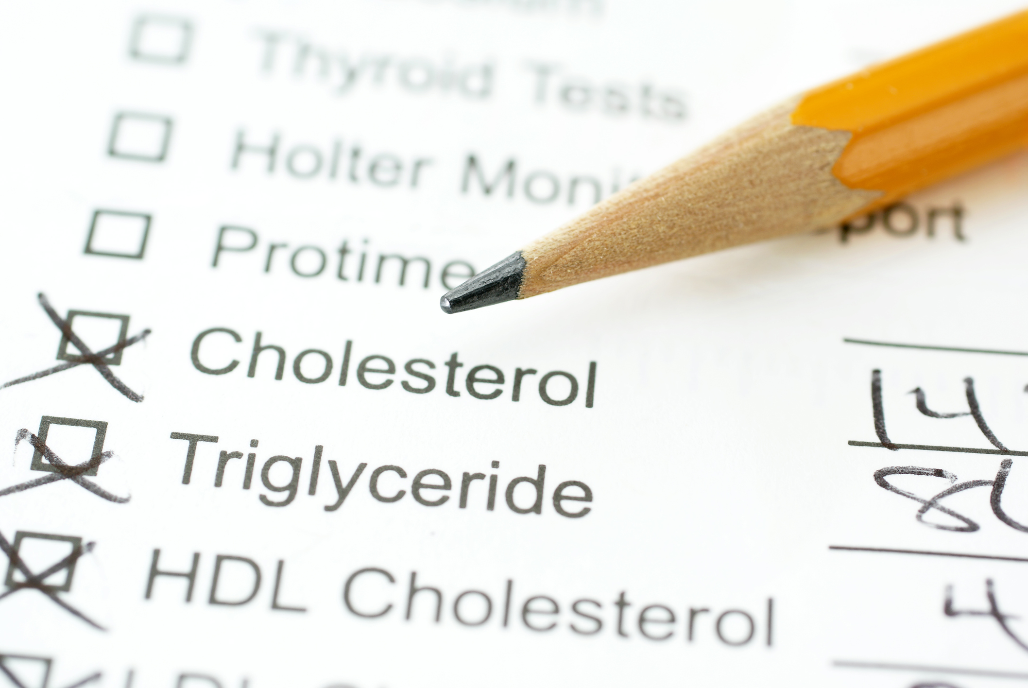 List of checkboxes, cholesterol is checked